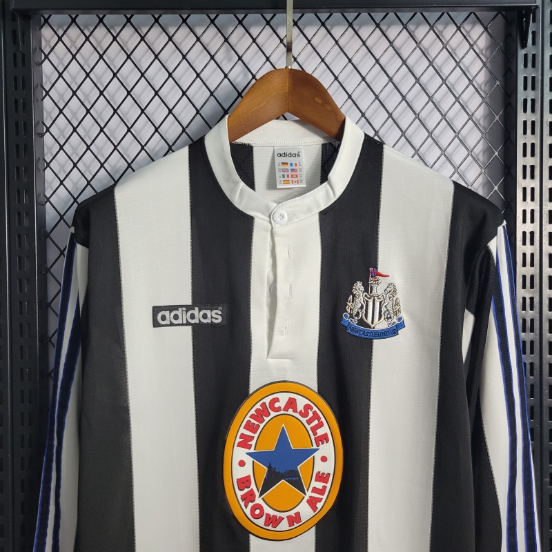 Retro 1995-97 Long Sleeve Newcastle Home Soccer Jersey