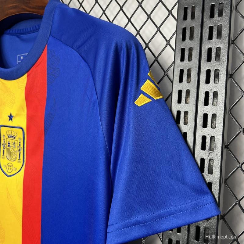2024 Spain Euro Blue/Red/Yellow Pre-match Training Jersey
