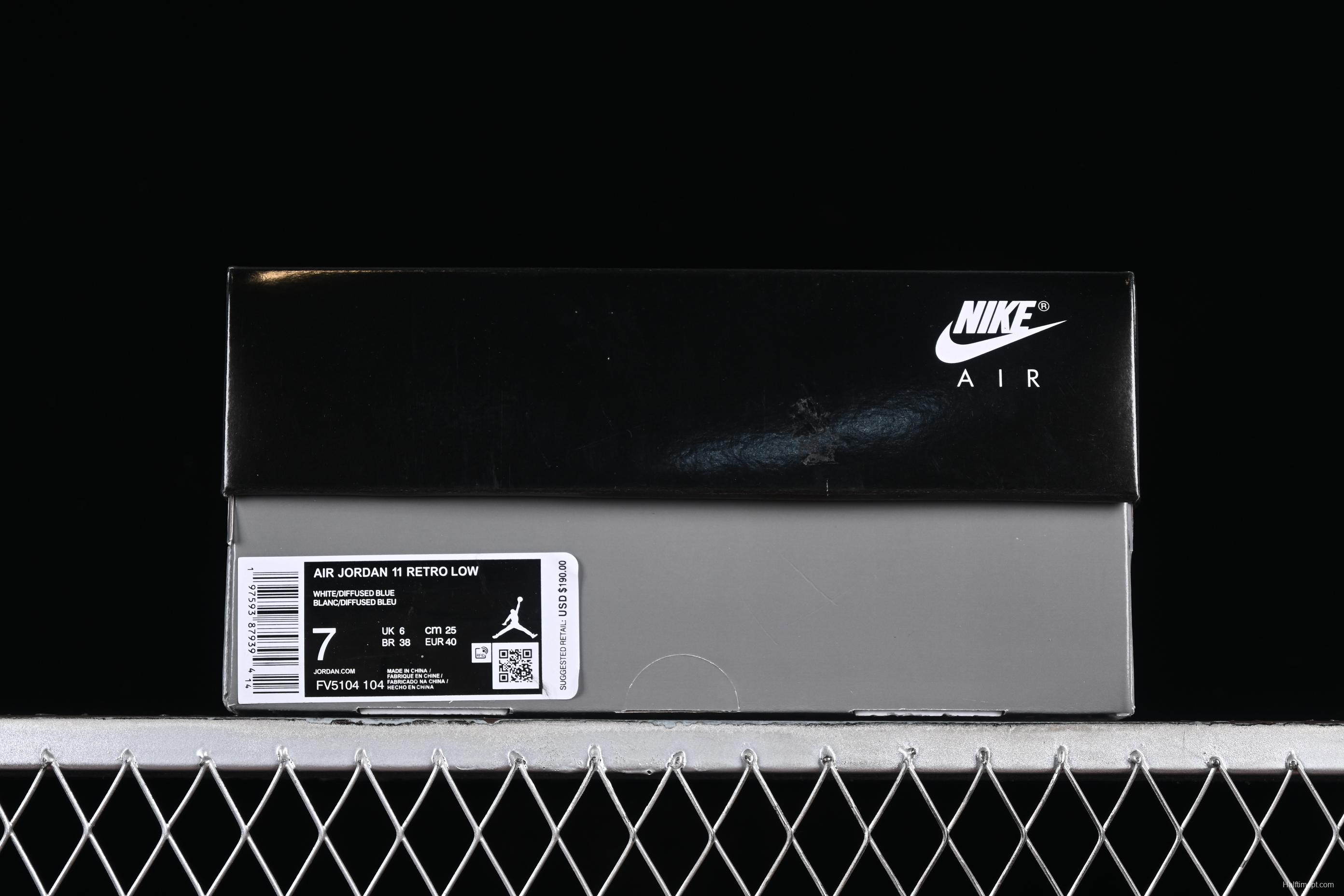 Nike Air Jordan 11 Low "Diffused Blue" Retro Basketball Shoes with Patent Leather Accents - FV5104-104