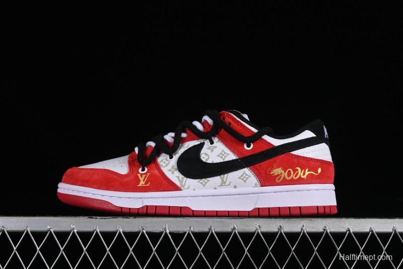 Nike SB Dunk Low Year of the Dragon Limited Edition - Black Swoosh Red Luck High-End Custom Low-Top Casual Sneakers - SJ2068-231