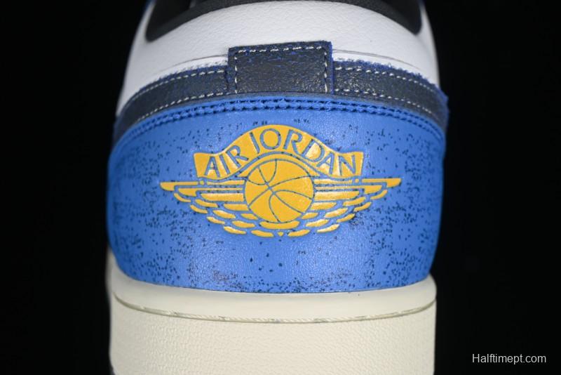 Nike Air Jordan 1 Low Flight Vintage Retro Sneakers in White and Blue - FV8439-104