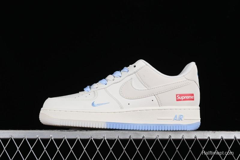Nike Air Force 1 '07 Low Supreme Collaboration - White Blue Colorblock Low-Top Casual Sneakers BB9599-202