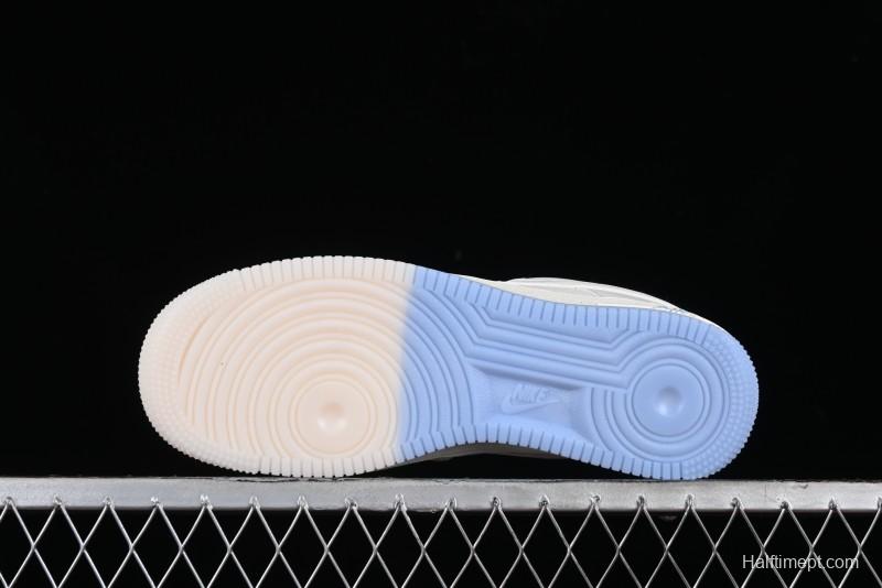 Nike Air Force 1 '07 Low Supreme Collaboration - White Blue Colorblock Low-Top Casual Sneakers BB9599-202