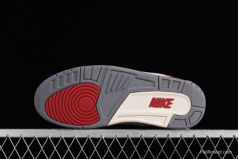 Nike Air Jordan 2/3 Retro Low Top Basketball Shoes in White and Red - FD0383-161