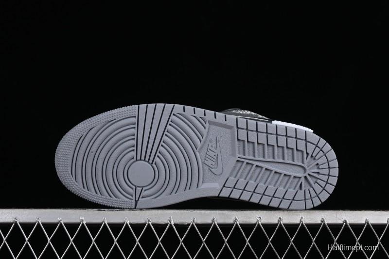 Nike Air Jordan 1 Low AJ1 Panda Prank Modern Gray Silver Black Low-top Casual Sneakers - 553560-053