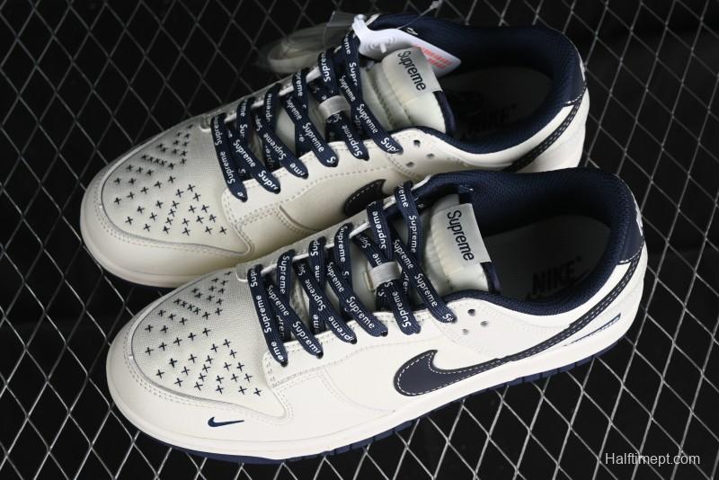 Nike SB Dunk Low Supreme Collaboration - Dark Blue Canvas Anniversary High-End Custom Low-Top Casual Skate Shoes - BB6698-511