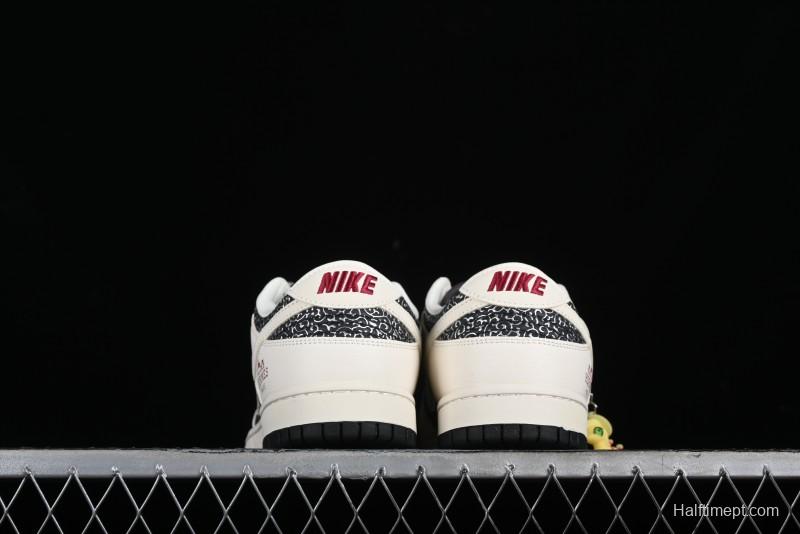 Nike SB Dunk Low Hermes Collaboration - Beige Swoosh Anniversary High-End Custom Low-Top Casual Skate Shoes - XD6188-038