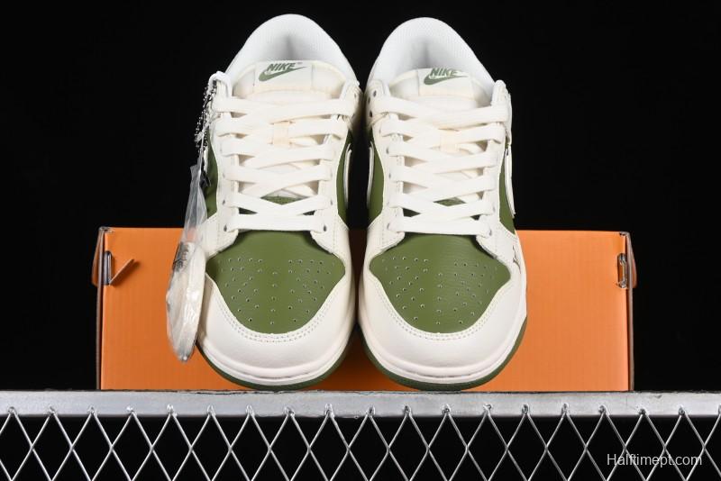 Nike SB Dunk Low LV Collaboration - Beige Olive Green Anniversary Custom Low-Top Casual Skate Shoes - BB8766-211