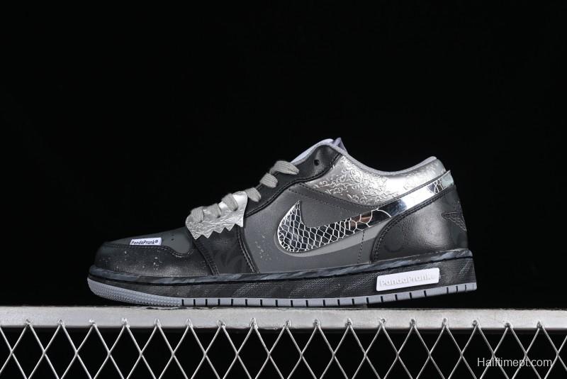 Nike Air Jordan 1 Low AJ1 Panda Prank Modern Gray Silver Black Low-top Casual Sneakers - 553560-053