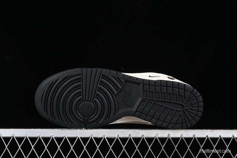 Nike SB Dunk Low BAPE Collaboration - Off-White Black Swoosh Anniversary Custom Low-Top Casual Skate Shoes - XD6188-037