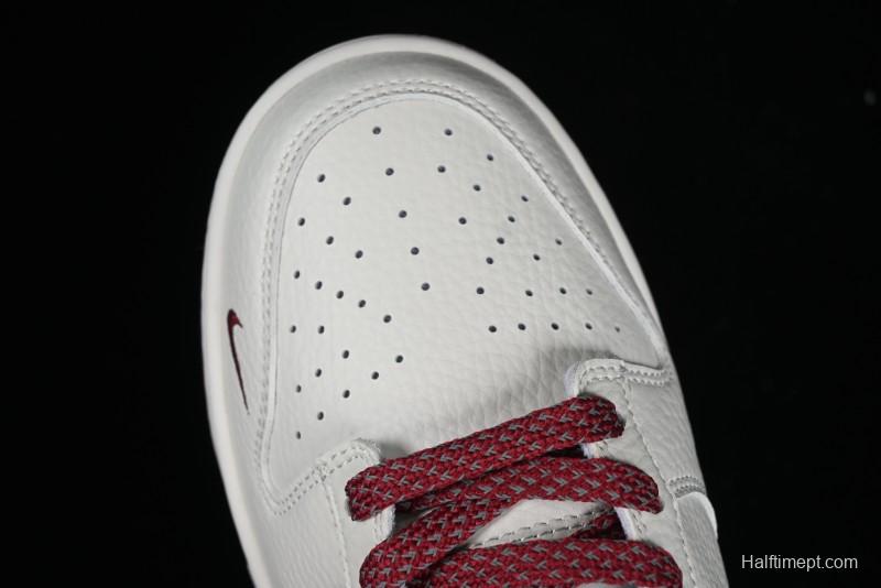 Nike SB Dunk Low Collaboration Three Swooshes Rice Wine Red Color Low-Top Casual Skateboarding Shoes - NK5639-322
