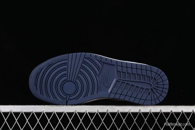 Nike Travis Scott x Fragment Design x Air Jordan 1 Low OG SP AJ1 Supreme Collaboration - White Navy Blue Low Top Casual Sneakers - XZ116