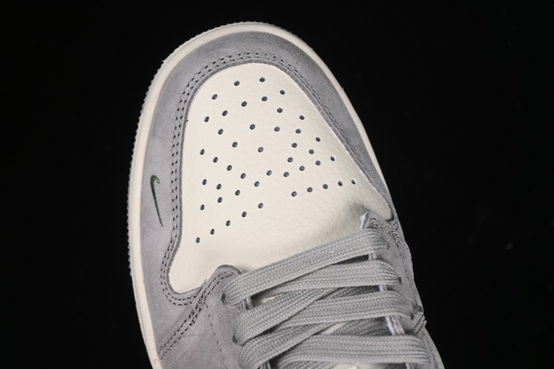 Nike Air Jordan 1 Low Stussy Collaboration - Light Green Elegant Grey Retro Basketball Shoes - WG8850-016