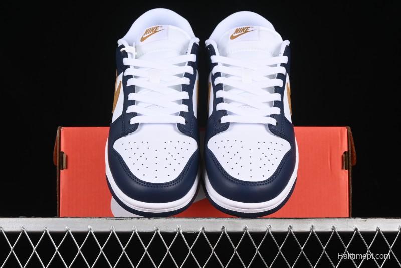 Nike Dunk Low SB Skateboarding Shoes in Black/White/Gold Colorway - FB9109-111