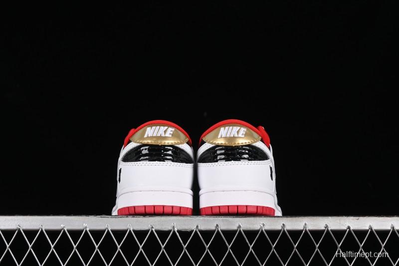 Nike SB Dunk Low UN Collaboration - White Black Patent Leather Anniversary Custom Low-Top Casual Skate Shoes - XB3802-349