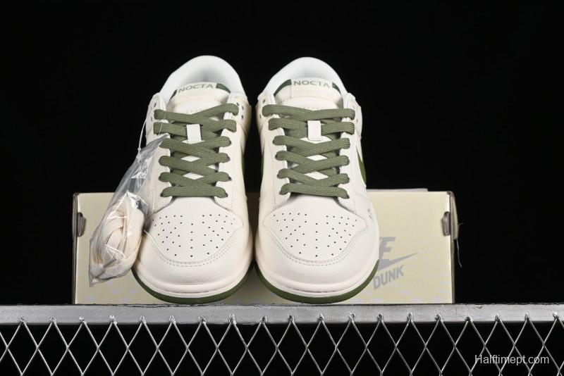 Nike SB Dunk Low NOCTA Anniversary Customized Low-Top Casual Sneakers with White and Green Swoosh - DQ1098-388