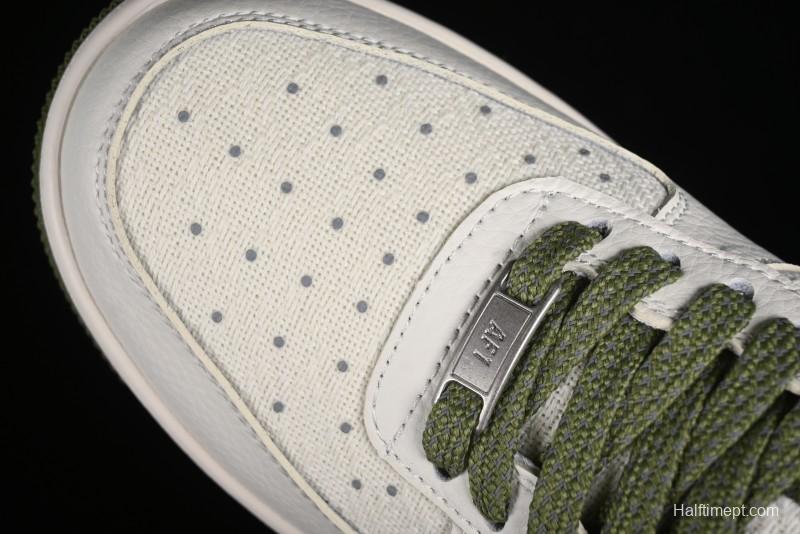 Nike Air Force 1 '07 Low Gucci Collaboration - Beige Green Linen Casual Sneakers - XZ3398-588
