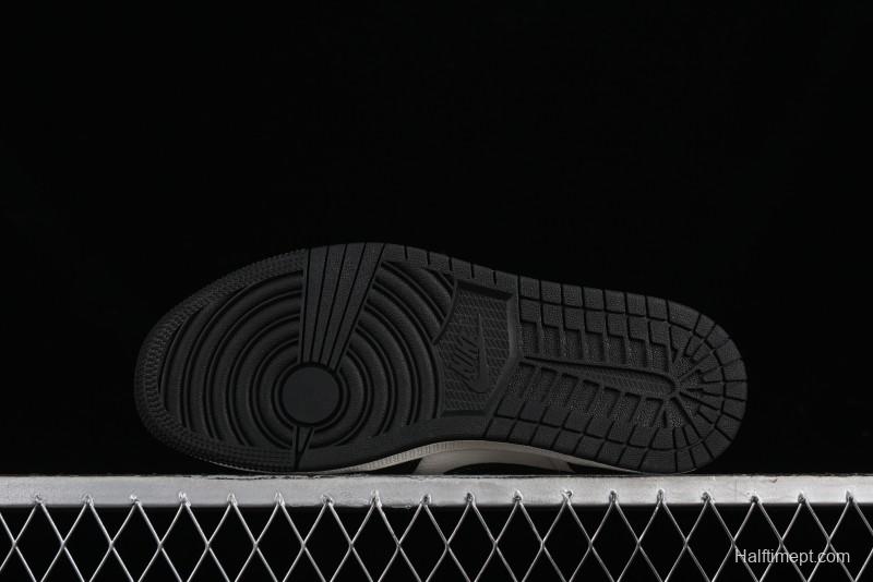 Nike Air Jordan 1 Low AJ1 x Violent Bear Collaboration - Black Beige Mark Line Custom Retro Basketball Shoes - SJ9950-013