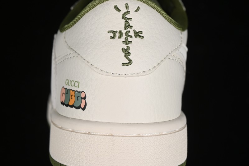Nike Travis Scott x Fragment Design x Air Jordan 1 Low OG SP AJ1 Retro Sneakers in Off-White & Fresh Green - DM6688-606