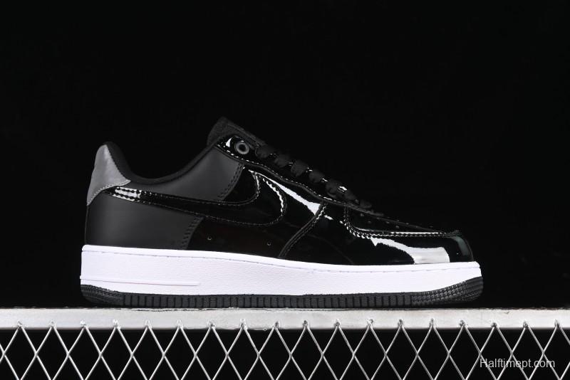Nike Air Force 1 '07 Low Patent Leather All Black Casual Sneakers - AH6827-001