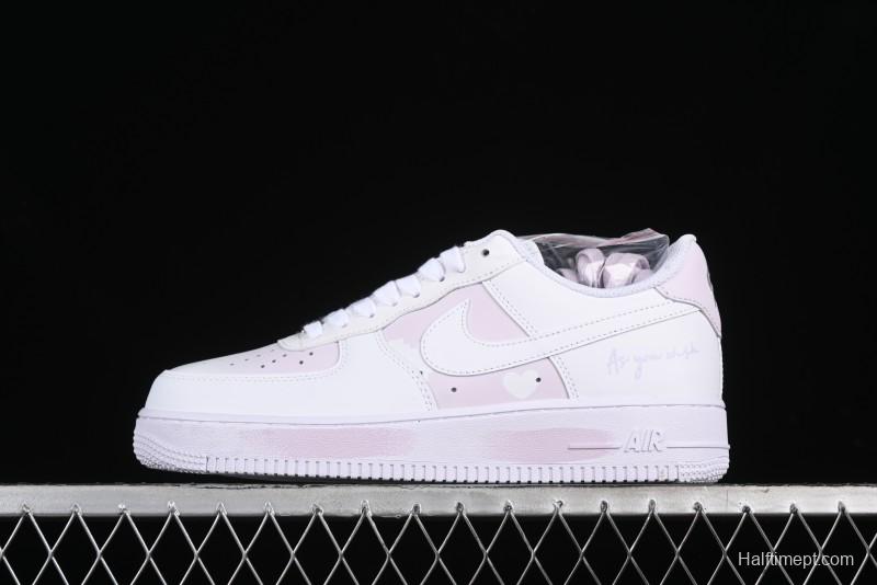 Nike Air Force 1 '07 Low Casual Sneakers with Anime-inspired White Pink Purple Spray Paint Design - CW2288-111