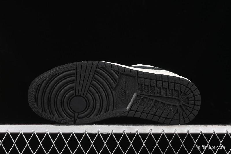 Nike Air Jordan 1 Low AJ1 LV Collaboration - Printed Dark Blue Swoosh High-End Custom Retro Basketball Shoes - WG8850-009