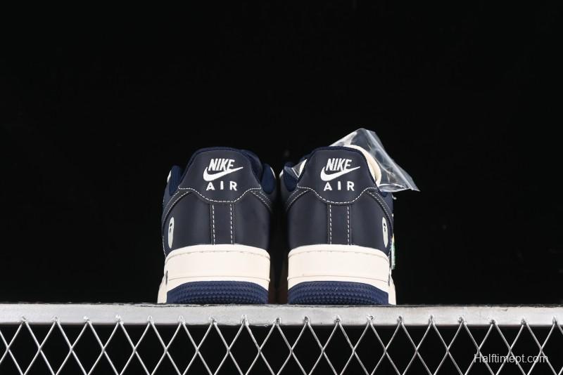 Nike Air Force 1 '07 Low Bape Collaboration - Deep Blue Grey Low-Top Casual Sneakers BB6566-206