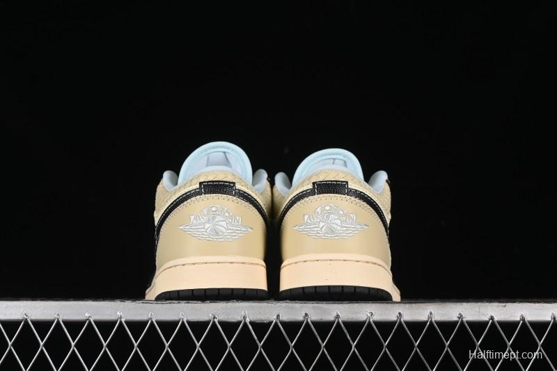 Nike Air Jordan 1 Low "Coconut Milk Black" Casual Basketball Shoes with Contrast Swoosh - HQ3437-101
