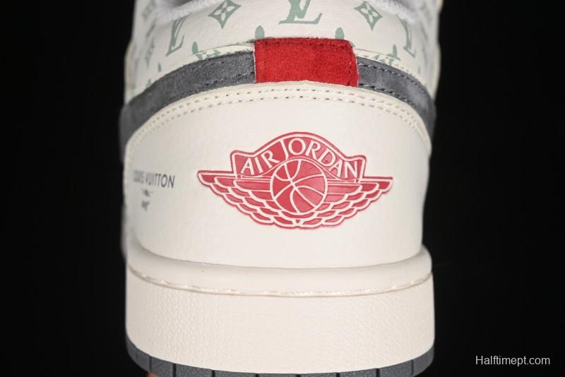 Nike Air Jordan 1 Low LV Collaboration Print Off-White Retro Basketball Shoes - WG8850-010