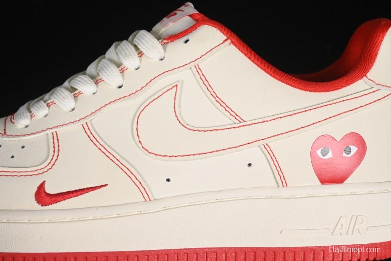 Nike Air Force 1 '07 Low Comme des Garcons Collaboration - Off-White Red Line Low-Top Casual Sneakers - KK3333-001