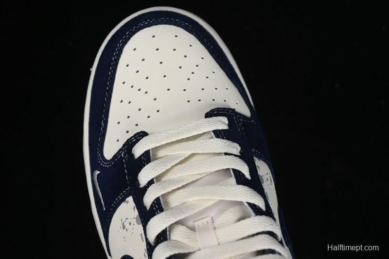 Nike SB Dunk Low UN Collaboration - Splatter Navy Swoosh Anniversary Custom Low-Top Casual Skate Shoes - DJ2024-041