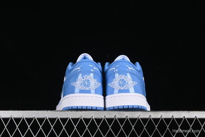 Nike Air Jordan 1 Low AJ1 Patent Leather Blue Casual Sneakers - FZ2138-114
