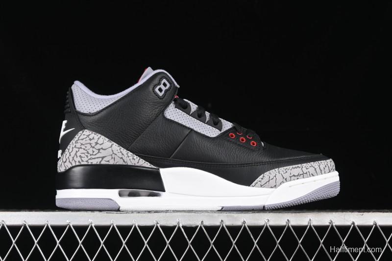 Nike Air Jordan 3 Retro Black Cement Sneakers with Visible Air Cushion - DN3707-010