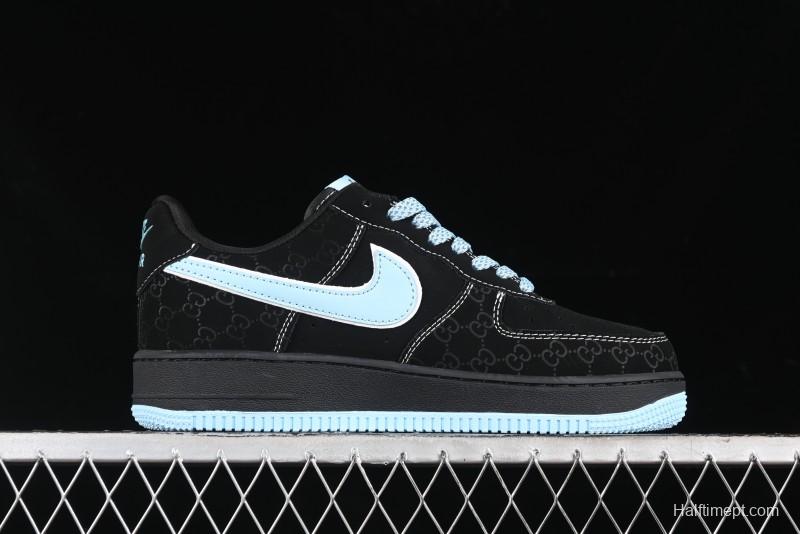 Nike Air Force 1 '07 Low Stussy Collaboration - Black Tiffany Low-Top Casual Sneakers - KK1988-008