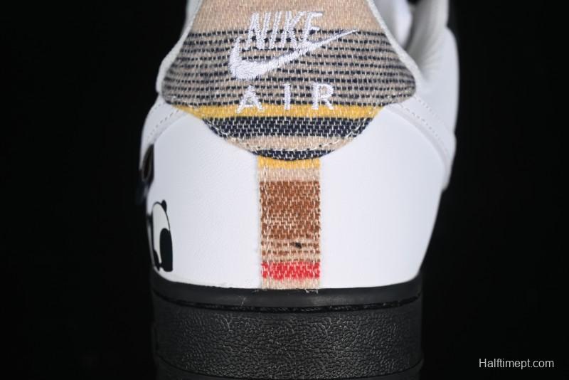 Nike Air Force 1 '07 Low Casual Sneakers with Lazy Panda Design - CW1188-768