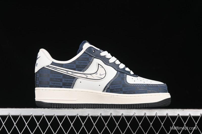 Nike Air Force 1 '07 Low Supreme Casual Sneakers in White-Blue Shadow - KK1988-009