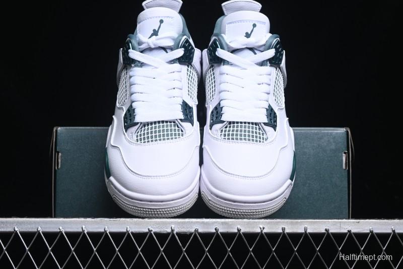 Nike Air Jordan 4 Retro Sneakers in White, Oxidized Green and Neutral Grey - AQ8138-103