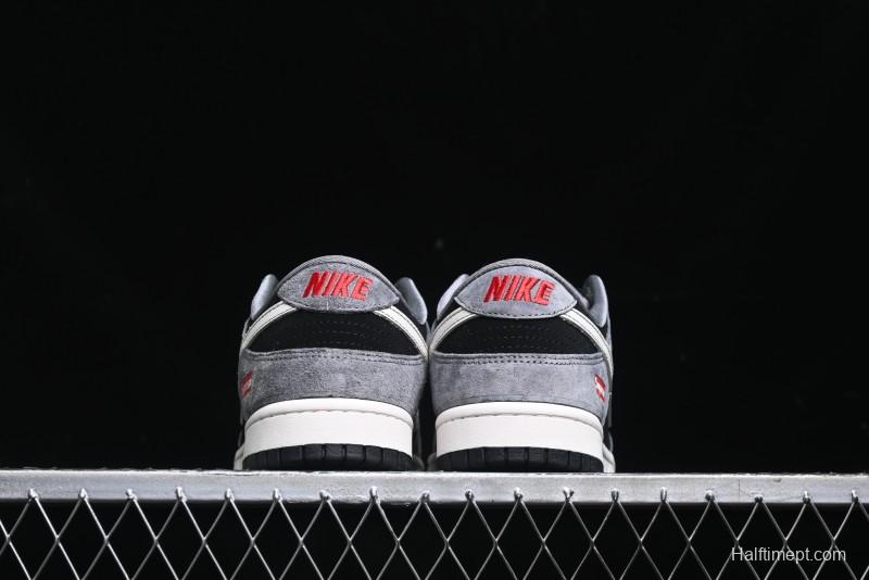 Nike SB Dunk Low Supreme Collaboration - Carbon Black Grey Pig Anniversary High-End Custom Low-Top Casual Skate Shoes - XX3186-206