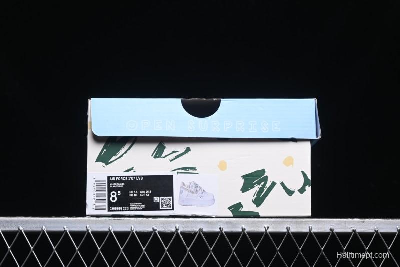 Nike Air Force 1 '07 Low Casual Sneakers with Valentines Day Theme and Blue Bow Detail - CH9999-223