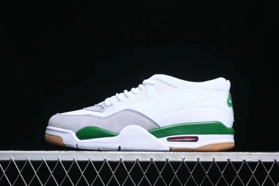 Nike Air Jordan 4 Remastered AJ4 Retro Sneakers in White Green with Gum Sole - FQ7939-103