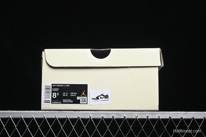 Nike Air Jordan 1 Low AJ1 Supreme Collaboration - Black White Two-Tone Retro Basketball Shoes - SJ9950-021