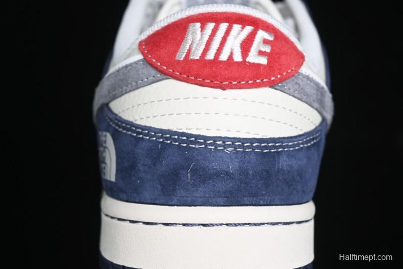 Nike SB Dunk Low The North Face Collaboration - Light Blue Grey Check Anniversary High-End Custom Low-Top Casual Skate Shoes - YX5066-251