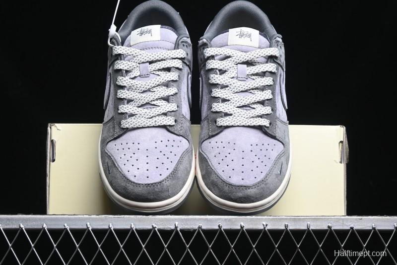 Nike SB Dunk Low Stussy Collaboration - Granite Grey Anniversary Custom Low-Top Casual Skate Shoes - XS1086-008