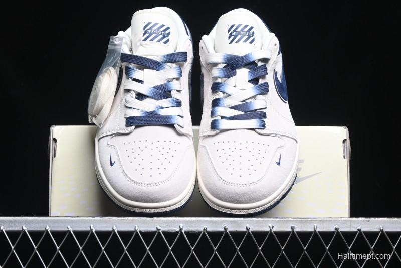 Nike Air Jordan 1 Low OF Collaboration - Premium Custom Retro Basketball Shoes in Blue Grey - DM9188-003