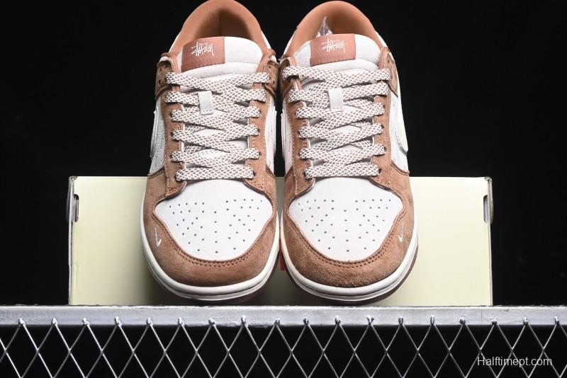 Nike SB Dunk Low Stussy Collaboration - Mummy Brown Anniversary Custom Low-Top Casual Sneakers - XX3168-601