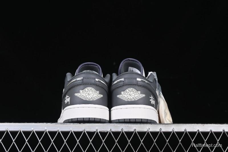 Nike Air Jordan 1 Low Stussy Collaboration - Signal Black Retro Basketball Shoes - XX3318-966