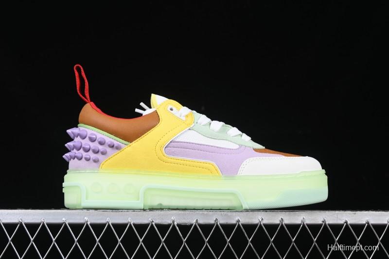 Christian Louboutin Funnyto Flat French Luxury Brand Green Color Block Low Top Sneakers - X.D4