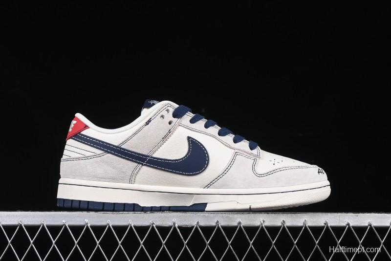 Nike SB Dunk Low Stussy Collaboration Embroidered Navy Swoosh Anniversary Custom Low-Top Casual Sneakers - MM1089-032