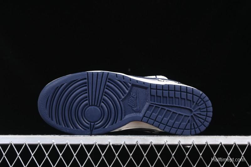 Nike SB Dunk Low Stussy Collaboration Anniversary Custom Low-Top Casual Sneakers with Strap in Beige Grey and Navy - YX5066-236