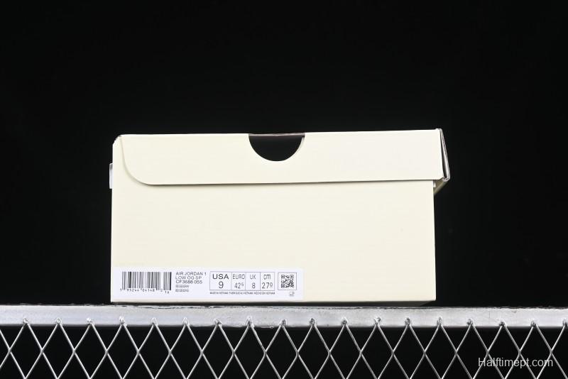 Nike Travis Scott x Fragment Design x Air Jordan 1 Low OG SP AJ1 Retro Sneakers in Traffic Grey - CF3688-055